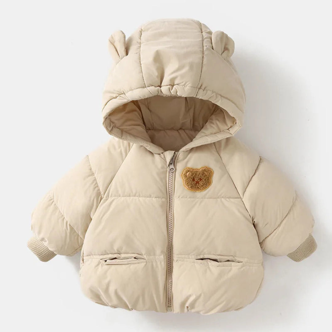 Kinder-Winterjacke mit niedlicher Bärenkapuze
