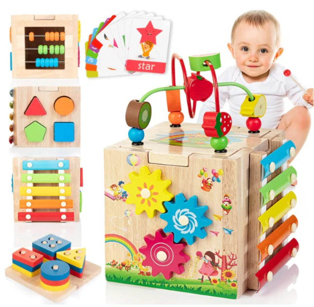 8-in-1 Montessori Aktivitätswürfel für Kleinkinder - Förderung der motorischen Fähigkeiten