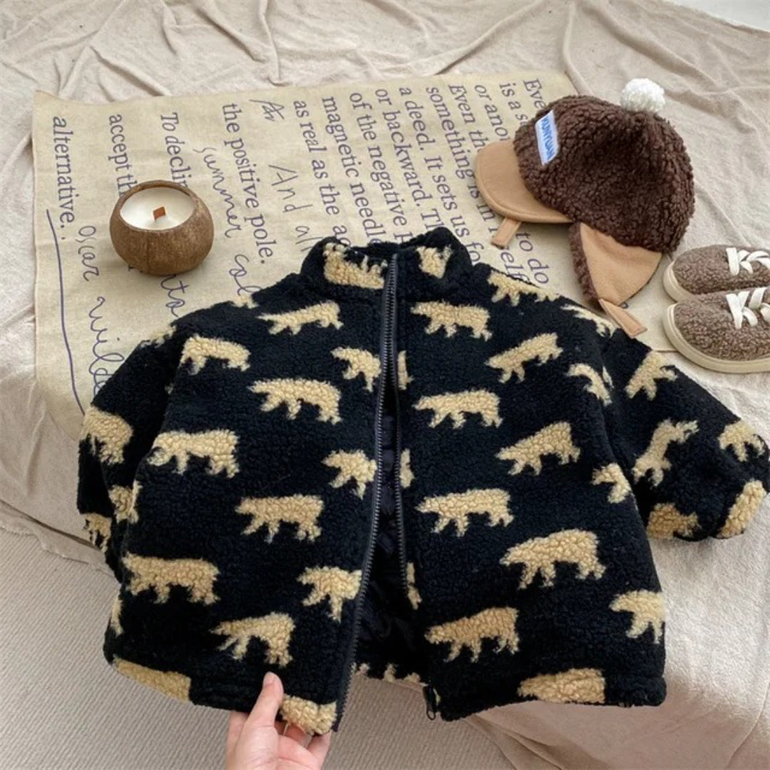 Unisex Fleece-Weste mit Bärenmotiv
