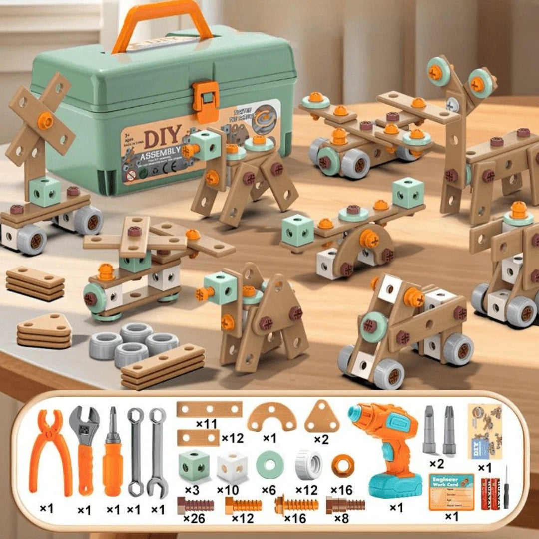 100-teiliges Bauwerkzeug-Set – Fantasievolles Spielzeug zum Bauen