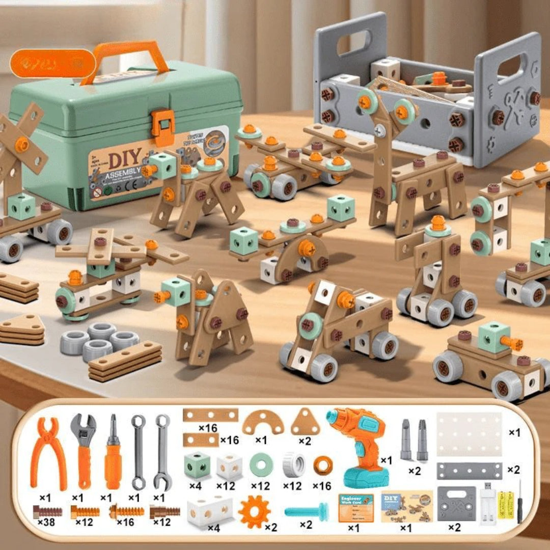 100-teiliges Bauwerkzeug-Set – Fantasievolles Spielzeug zum Bauen