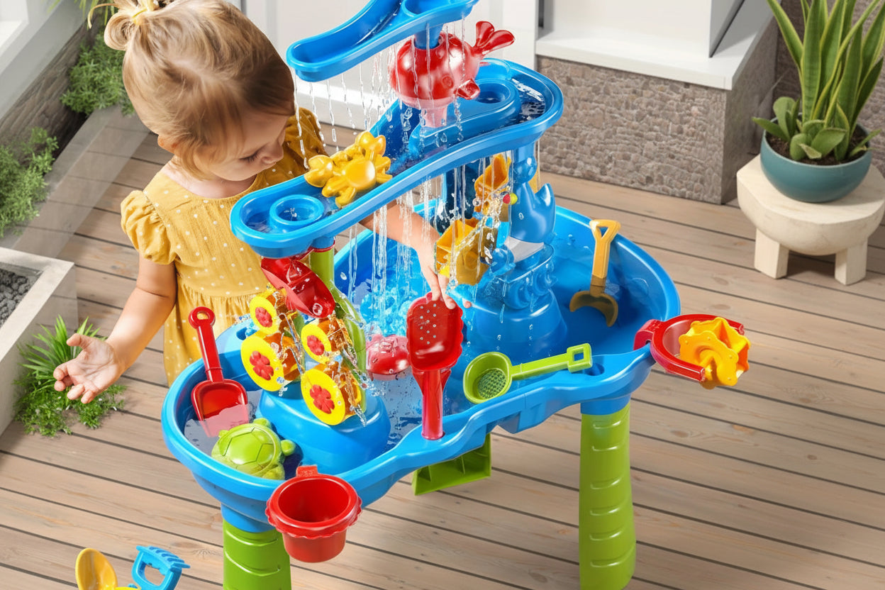 3-stufiger Outdoor-Sinnes-Spieltisch für Sand- und Wasseraktivitäten