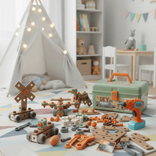 100-teiliges Bauwerkzeug-Set – Fantasievolles Spielzeug zum Bauen