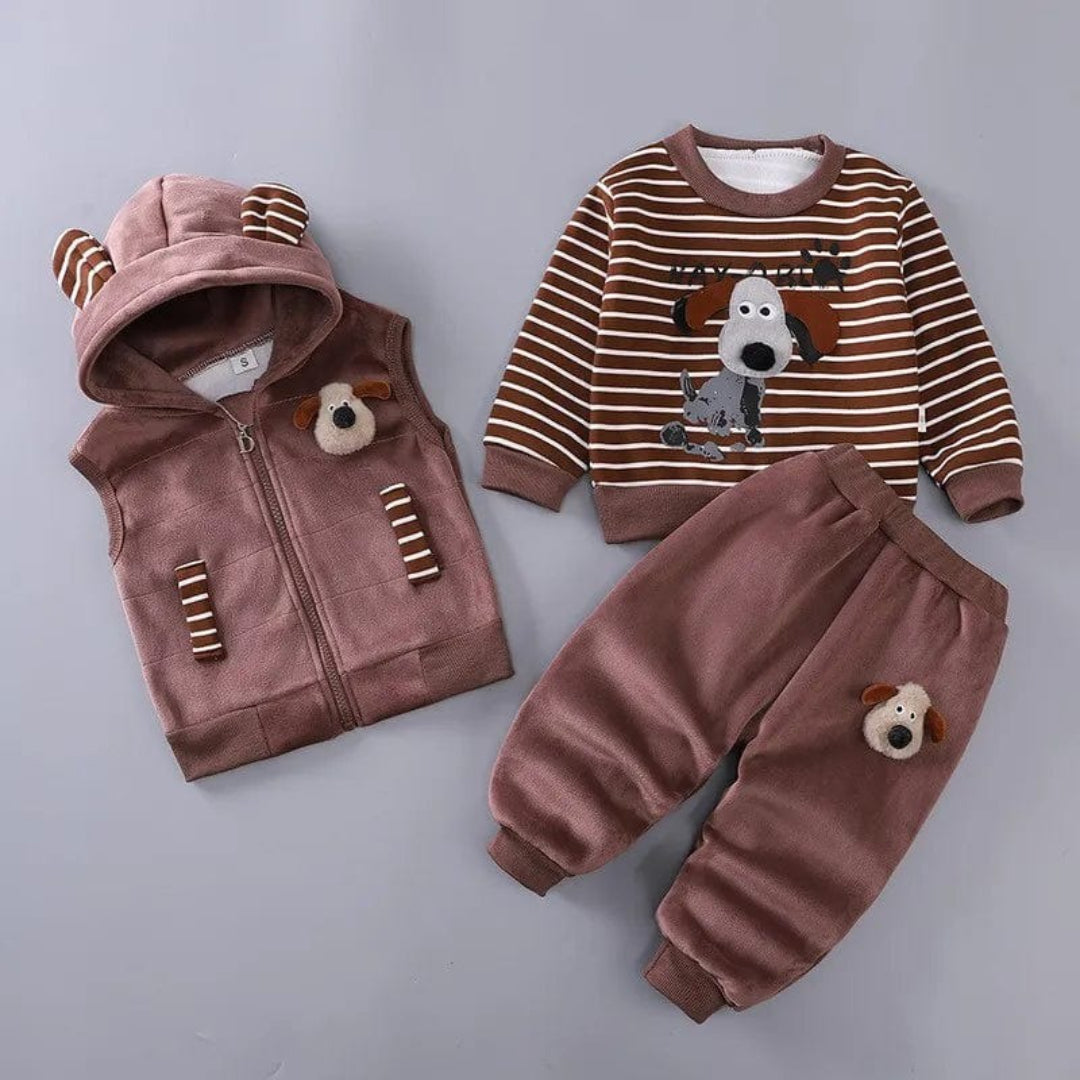 Baby Outfit Set: Bären-Themen Jacke Weste und Hose