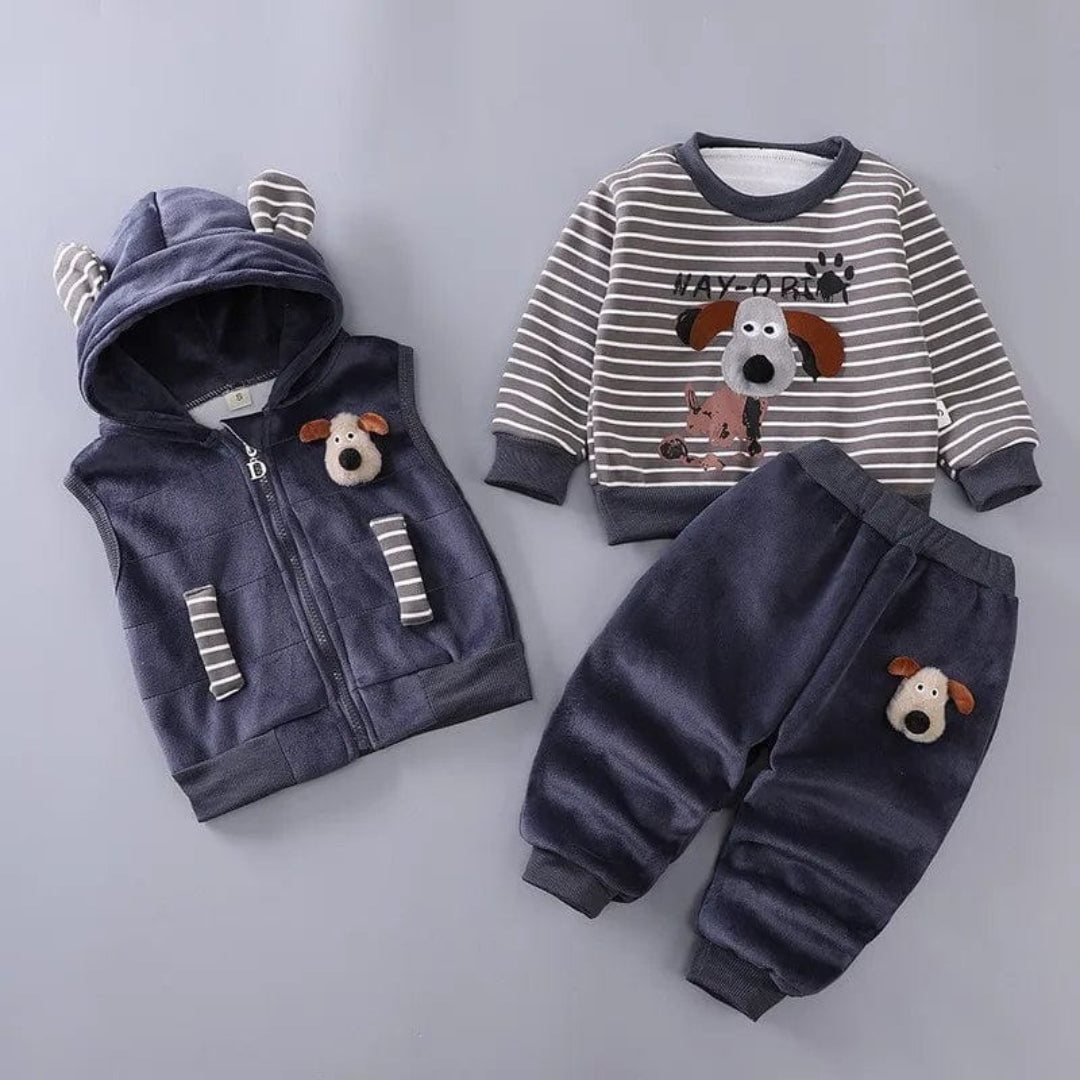Baby Outfit Set: Bären-Themen Jacke Weste und Hose