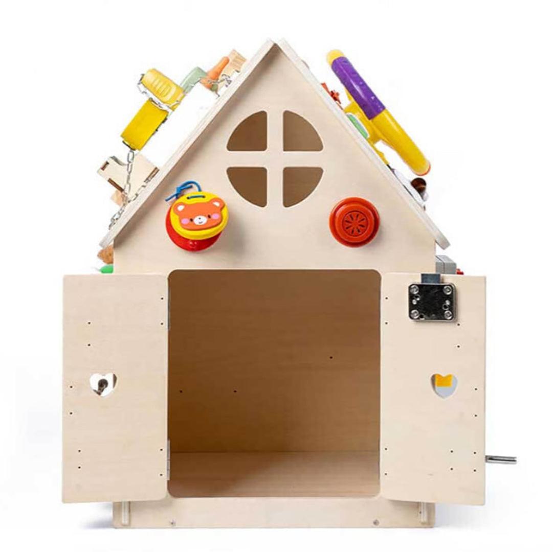 Kinder Holz Lernhaus mit interaktiven Funktionen