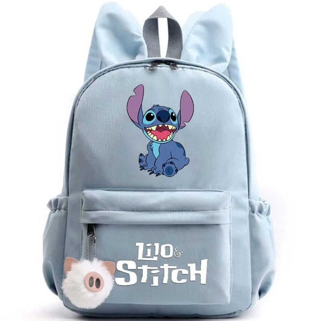 Stitch-Themen-Schulrucksack mit Schlüsselanhänger