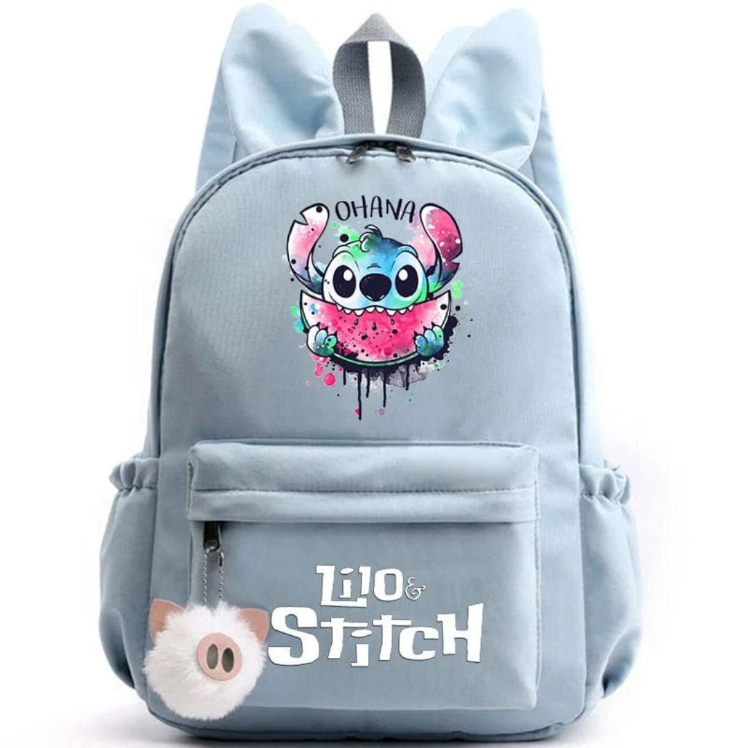 Stitch-Themen-Schulrucksack mit Schlüsselanhänger