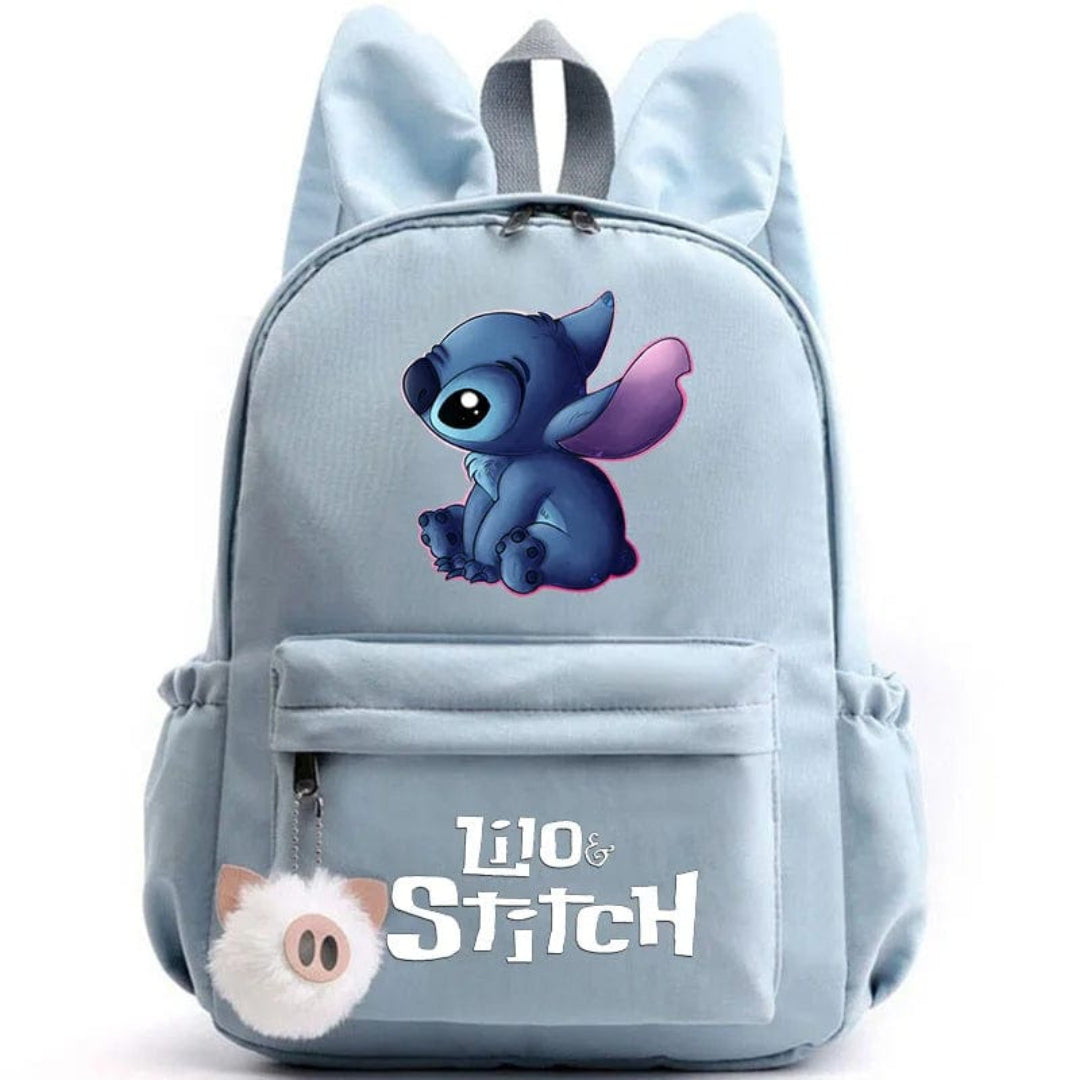 Stitch-Themen-Schulrucksack mit Schlüsselanhänger