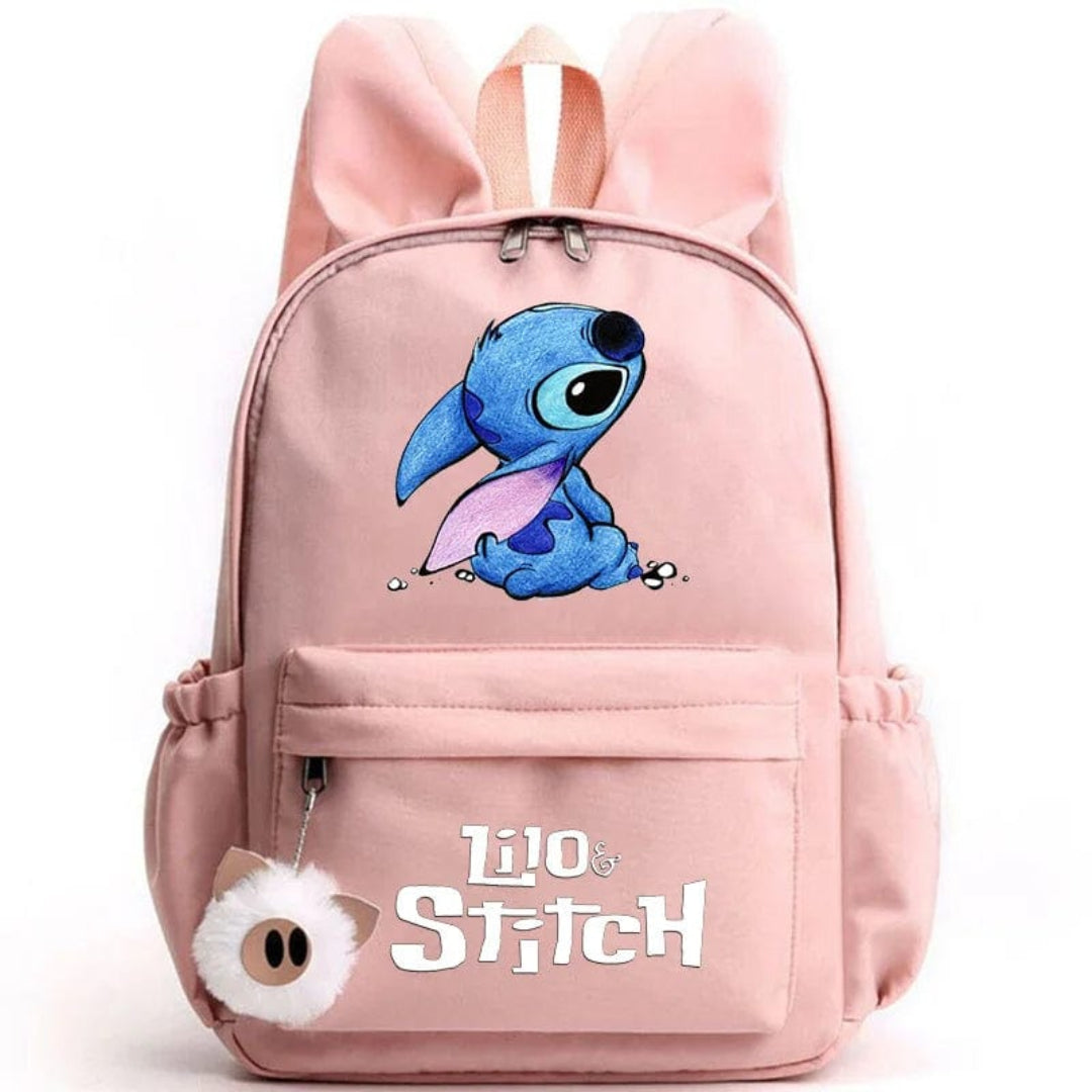 Stitch-Themen-Schulrucksack mit Schlüsselanhänger