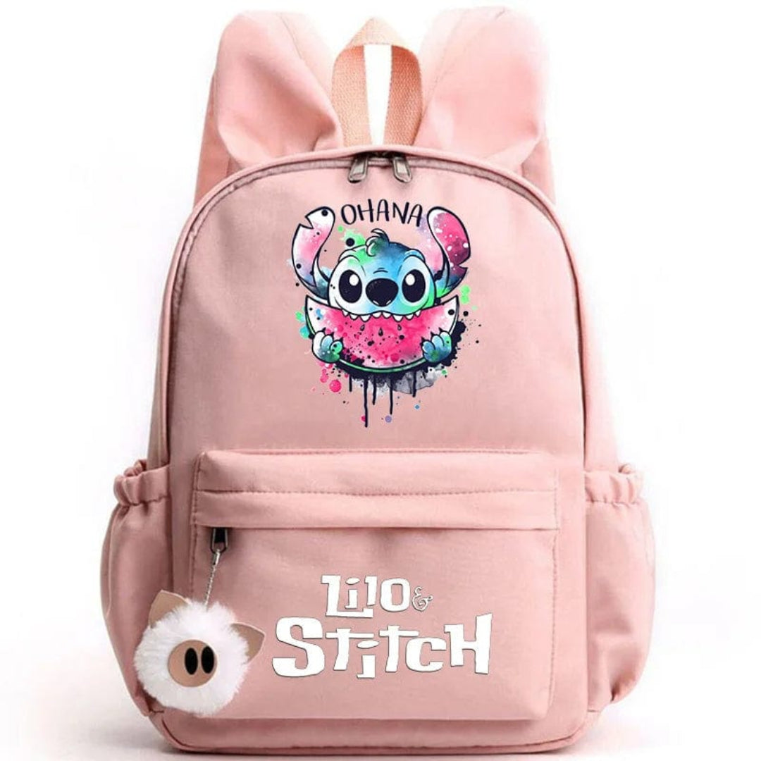 Stitch-Themen-Schulrucksack mit Schlüsselanhänger