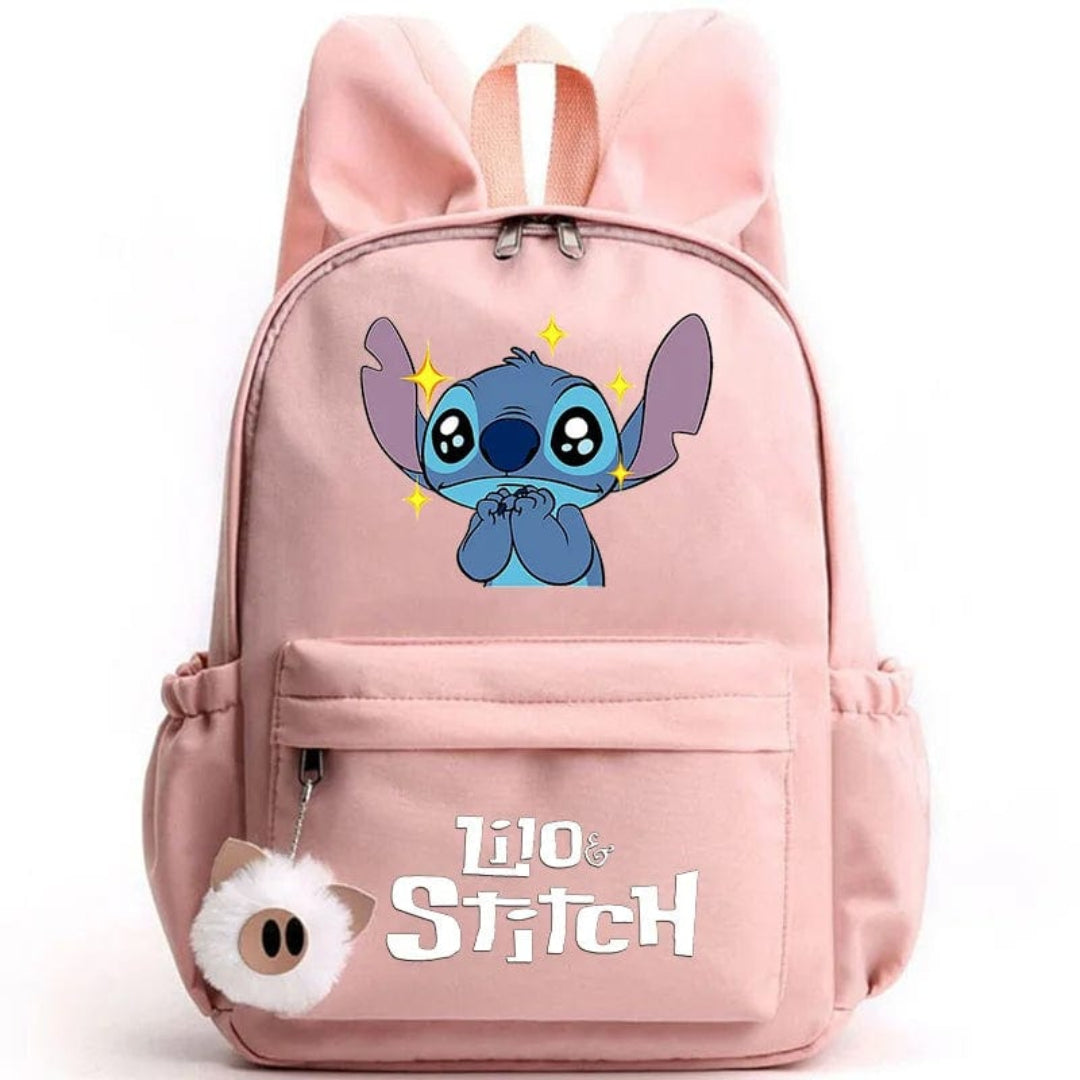 Stitch-Themen-Schulrucksack mit Schlüsselanhänger