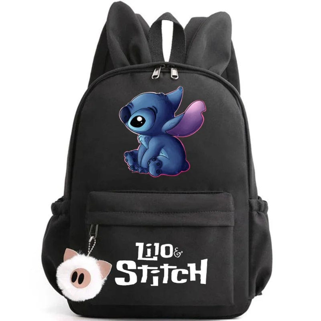 Stitch-Themen-Schulrucksack mit Schlüsselanhänger