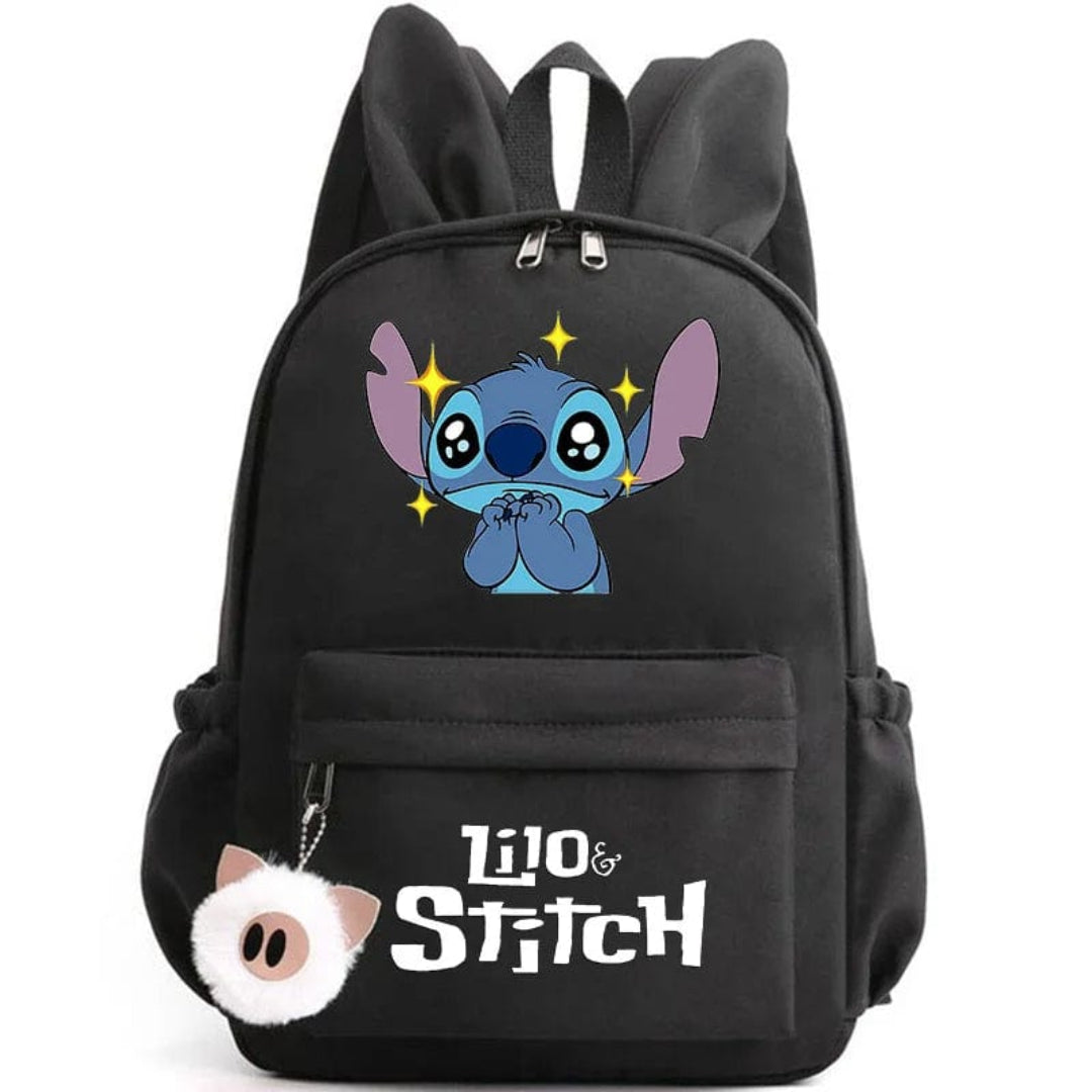 Stitch-Themen-Schulrucksack mit Schlüsselanhänger