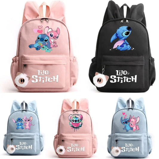 Stitch-Themen-Schulrucksack mit Schlüsselanhänger