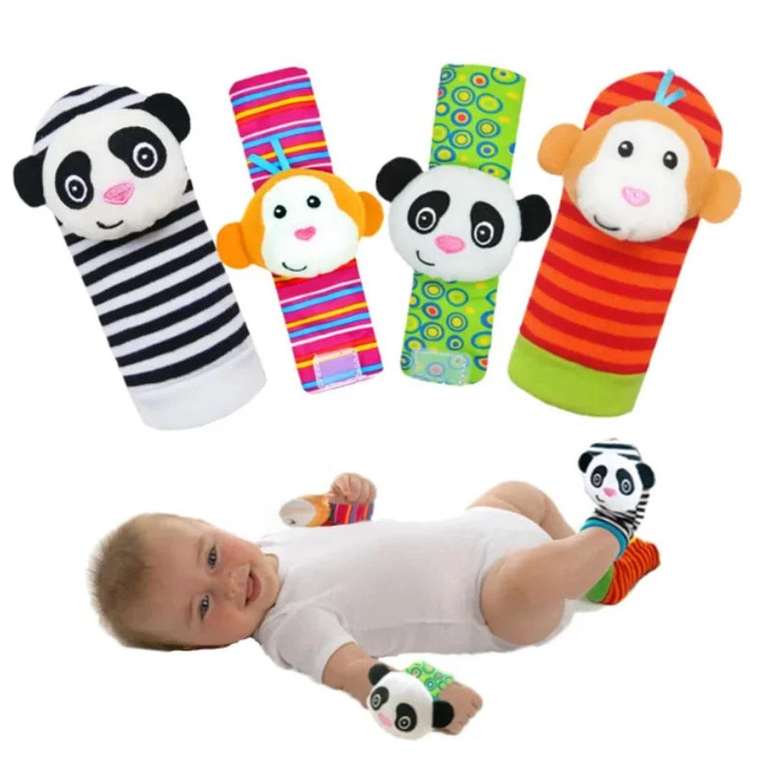 Baby-Sensorik-Plüschsocken- und Armband-Set