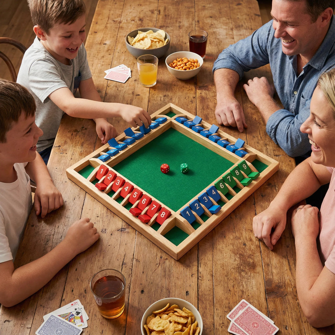 Holz Shut the Box Spiel - Familienspaß für bis zu 4 Spieler
