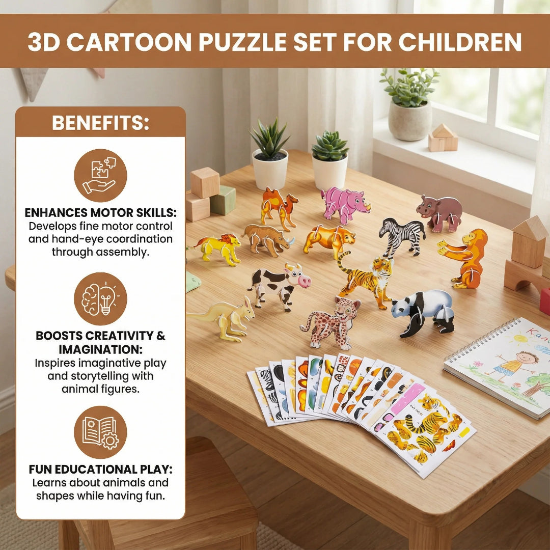 3D Cartoon Puzzle: Lustiges Konstruktionsspielzeug für Kinder
