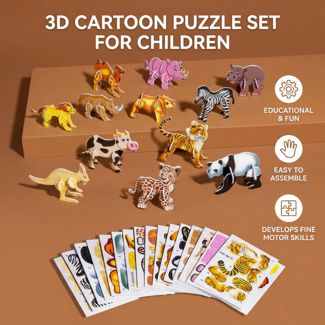 3D Cartoon Puzzle: Lustiges Konstruktionsspielzeug für Kinder
