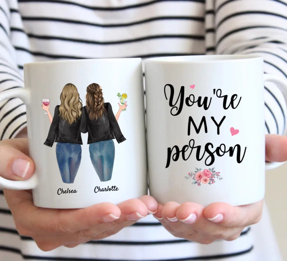 Best friends vestes en cuir &amp; boissons - mug personnalisé (2-3 femmes)