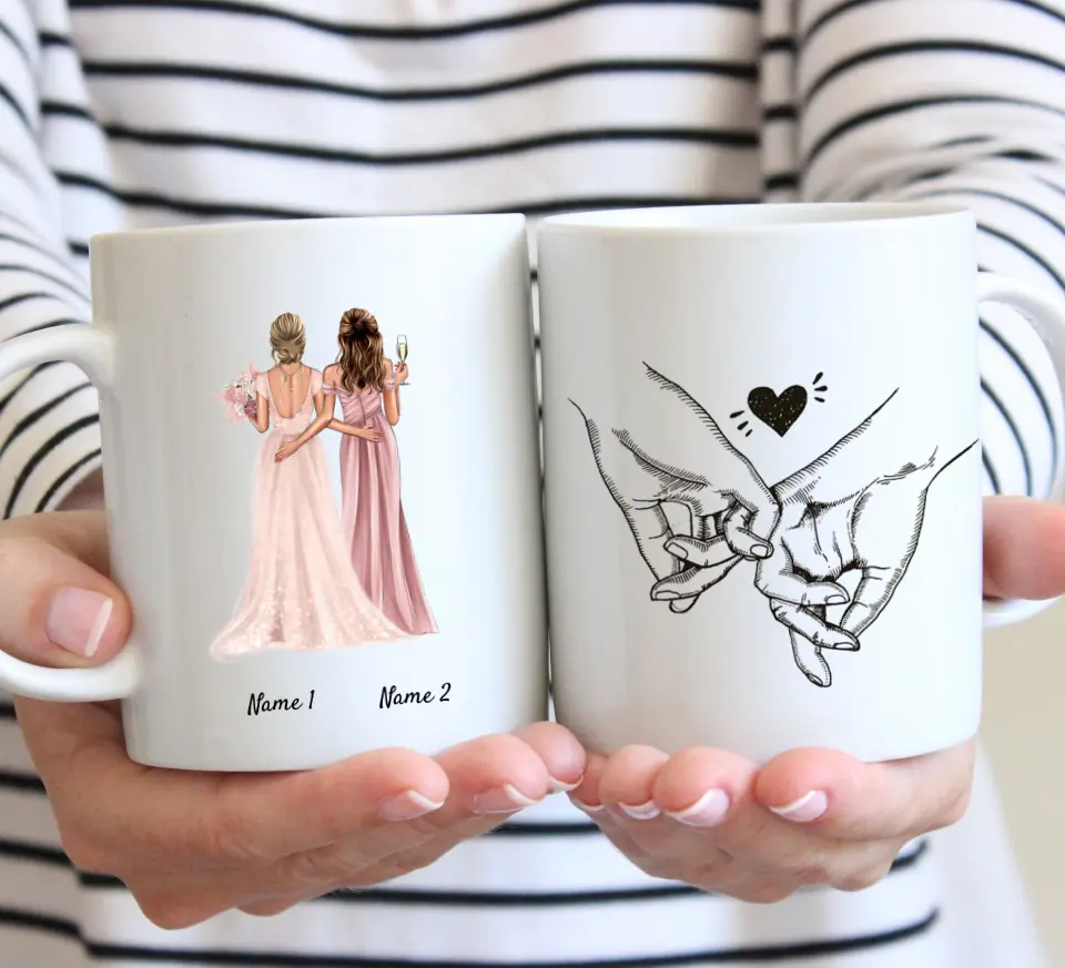 Mariée et demoiselle d'honneur - mug personnalisé