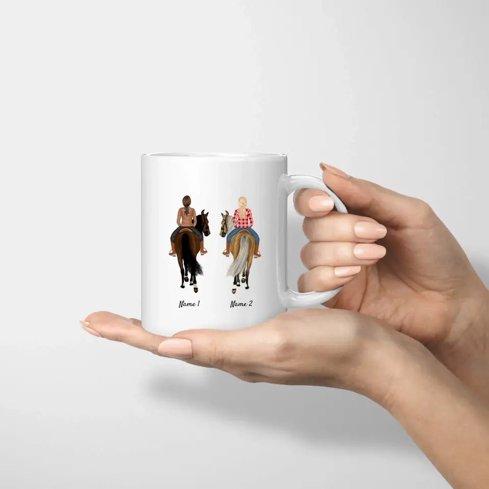 Meilleures filles à cheval - mug personnalisé (1-3 amis)