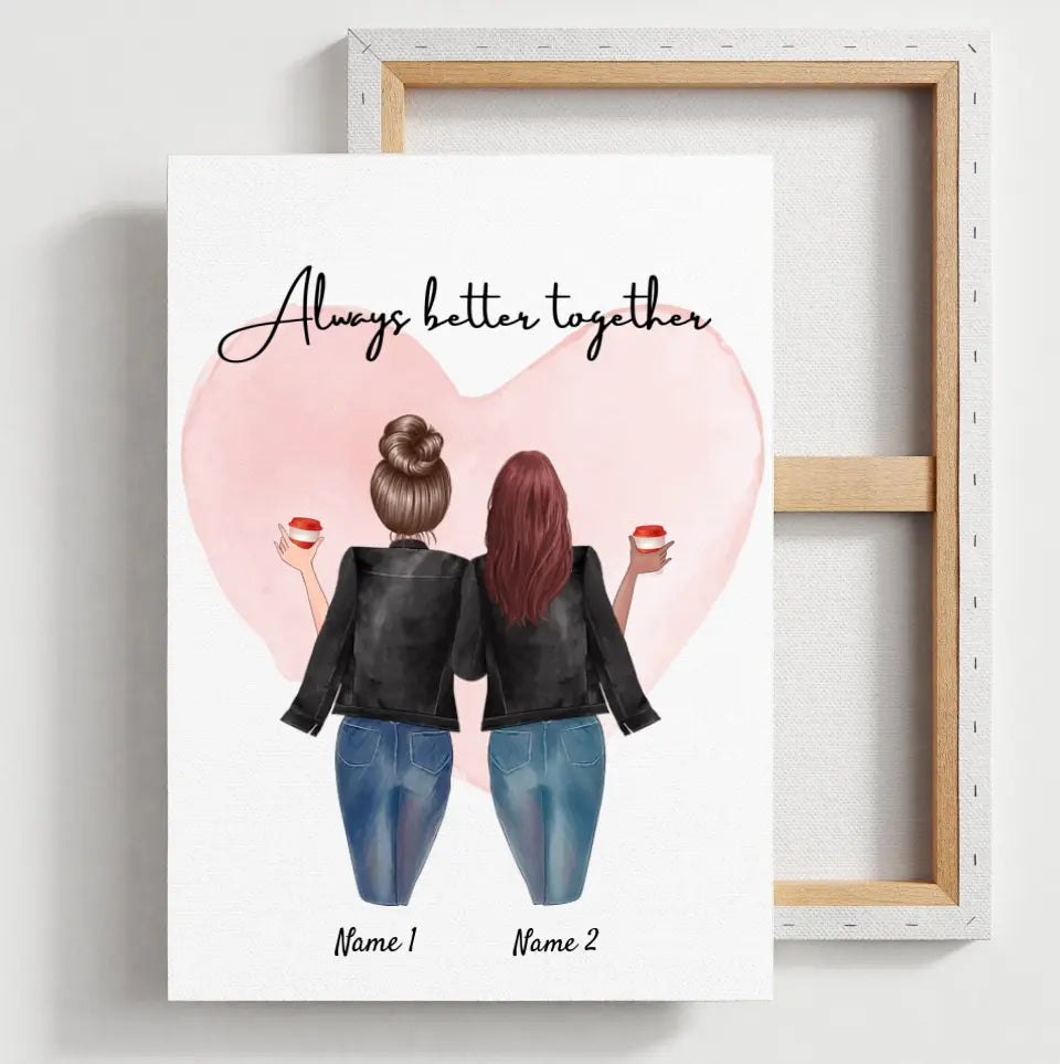 Besties en vestes en cuir - affiche personnalisée (2-3 amis)