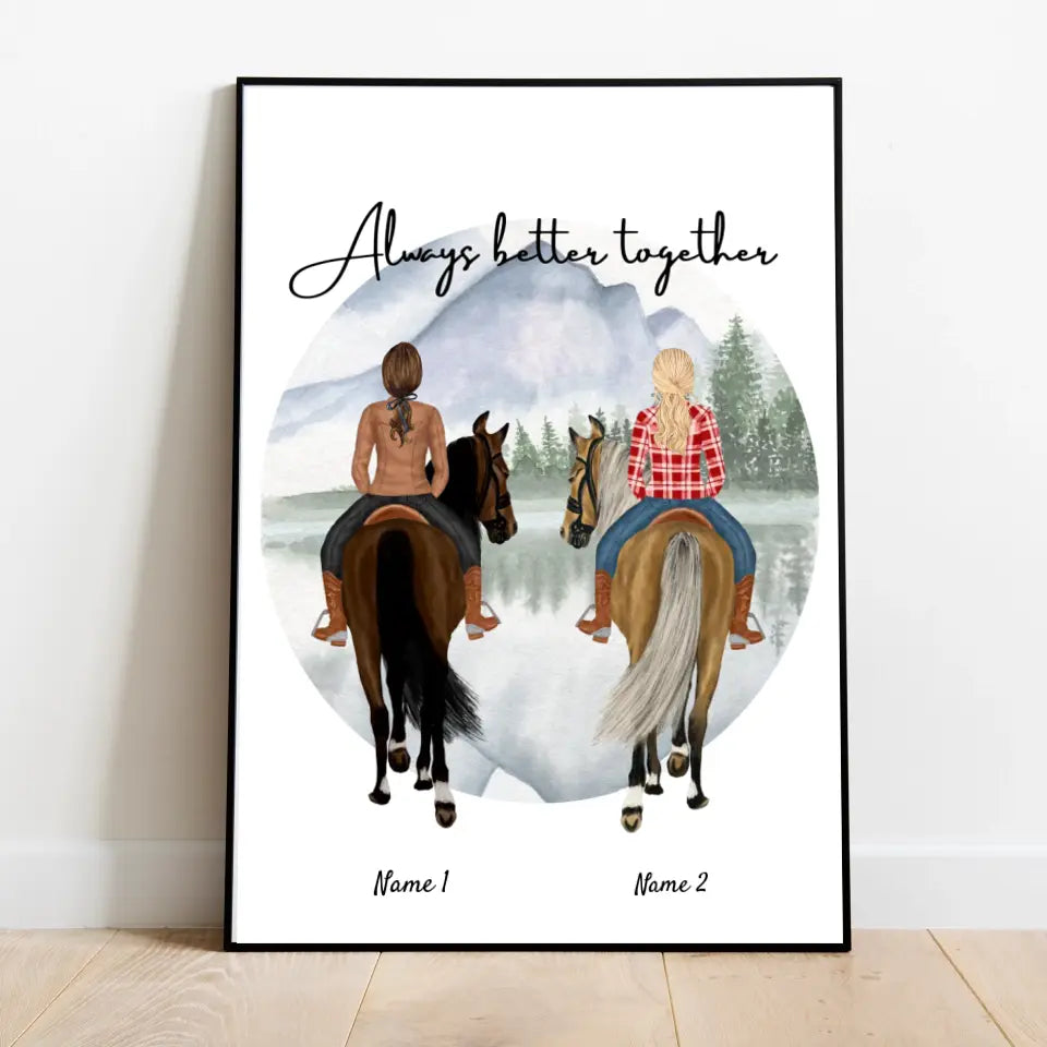 Meilleures filles à cheval - affiche personnalisée (1-3 amis)