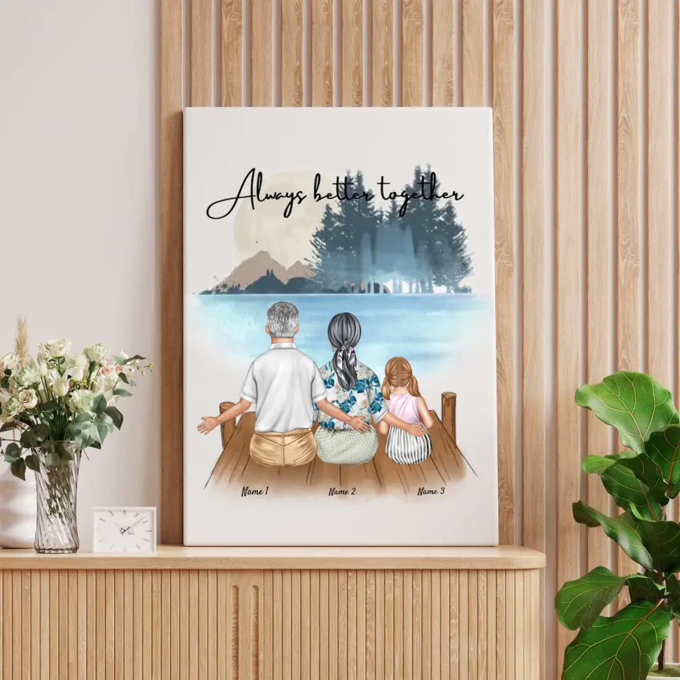 Grandparents with grandchildren - personalized poster