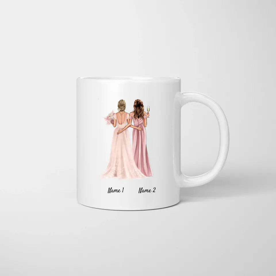 Bride & Bridesmaid by heart - personalized mug